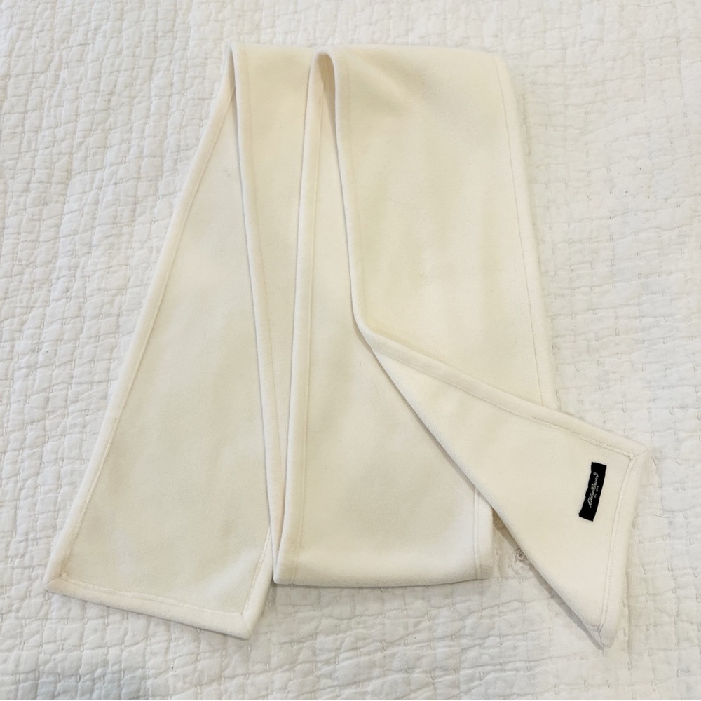 Eddie Bauer Fleece Scarf Ivory Cream Logo Outdoor Hiking Casual Soft Warm Winter